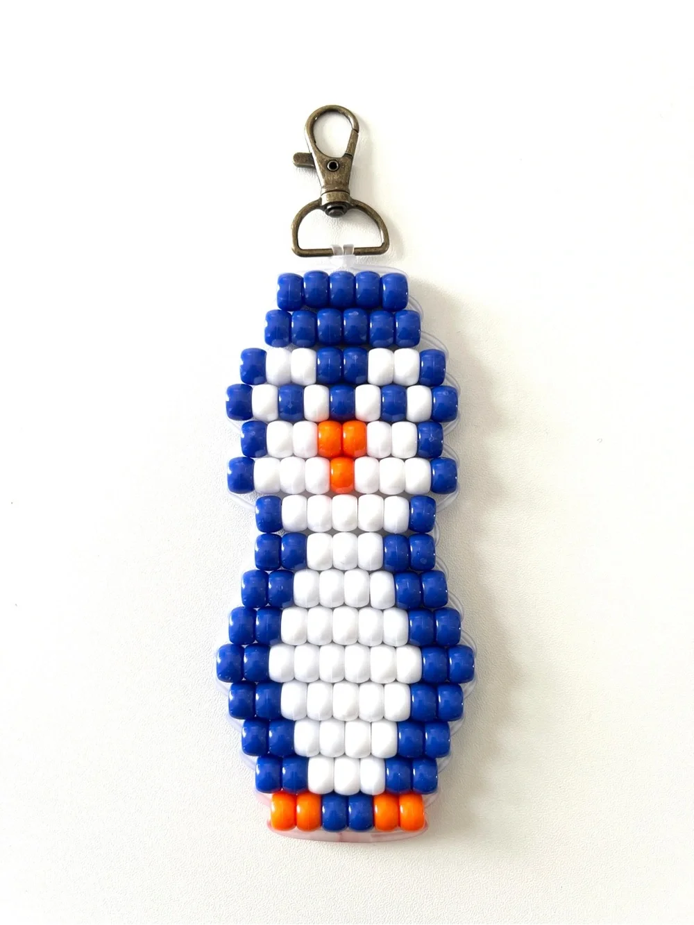 Handmade Pony Bead Penguin Keychain | Colorful Beaded Bag Charm